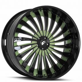 19" Forgiato Wheels Autonomo-L 2-Tone Gloss Black with Khaki Green Accents Forged Rims 