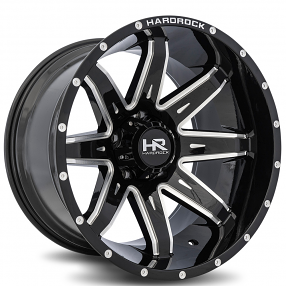 24" Hardrock Wheels H502 Pain Killer Xposed Gloss Black Milled Off-Road Rims 