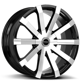 22x8.5" Strada Wheels Gabbia Gloss Black Machined Rims 