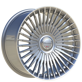 22" Giovanna Wheels Tulum Gloss Silver with Machined Tips Floating Cap Rims