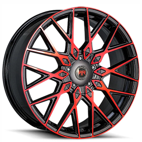 18" Revolution Racing Wheels RR24 Black with Red Face Rims