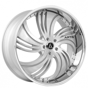 24" Artis Wheels Avenue Silver Brushed Face with Chrome SS Lip Rims 