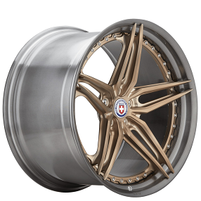 21" HRE Wheels S107SC Frozen Polished Champagne Center with Brushed Dark Clear Barrel Forged Rims