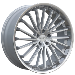20" Ravetti Wheels M14 Silver Brushed with Stainless Lip Rims