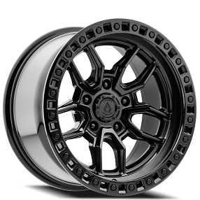 20" Arena Wheel Co A109 Hustle Satin Black Center with Gloss Black Lip 5-Lug Off-Road Rims 