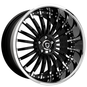 22" Lexani Forged Wheels  LF-714 Gloss Black with Chrome Accents Face and Lip Rims