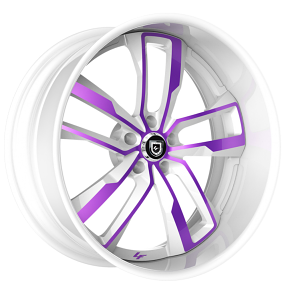 19/20" Lexani Forged Wheels LF-760 Valante White with Candy Purple Accents Rims 