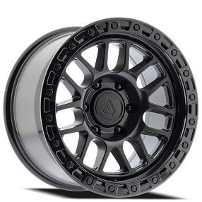 18" Arena Wheel Co A119 Boost Satin Black Center with Gloss Black Lip Off-Road Rims 