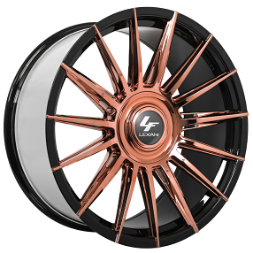 24" Lexani Wheels Lotus-XL Custom Rose Gold over Chrome with Gloss Black Lip Rims  
