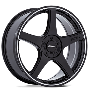 18" Petrol Wheels PE003 P2E Gloss Black with Machined Lip Rims