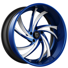 20/21" Lexani Forged Wheels LF-744 Twister Blue with White Accents Rims 