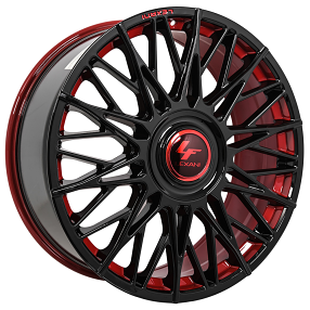 24" Lexani Wheels Newport-XL Custom Gloss Black with Red Accents Rims
