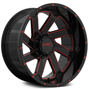 20" Massiv Off-Road Wheels OR4 Gloss Black with Red Milled Rims
