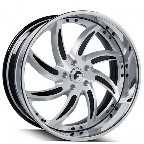 21" Forgiato Wheels Azioni 2-Tone Brushed Silver and Black with Chrome Lip Forged Rims 