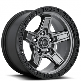 17" Fuel Wheels D698 Kicker Anthracite Center with Black Lip Off-Road Rims 