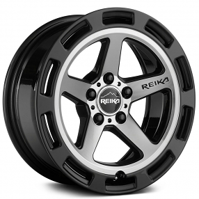 17" Reika Wheels Teton R20 Black with Machined Face Flow Formed Crossover Rims