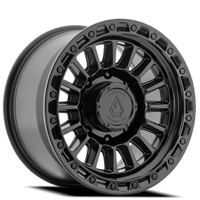 17" Arena Wheel Co A130 Podium Satin Black Center with Gloss Black Lip 8-Lug Off-Road Rims 