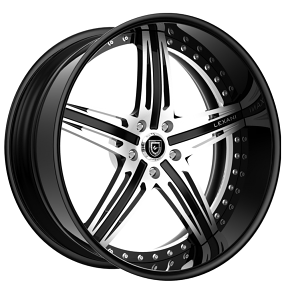 20/21" Lexani Forged Wheels LF-732 Virgo Gloss Black with Brushed Silver Accents Rims 