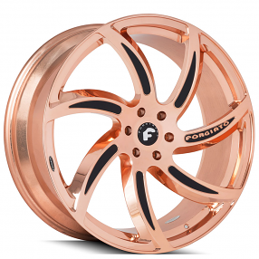 20" Forgiato Wheels Azioni-M 2-Tone Rose Gold over Chrome with Black Accents Forged Rims