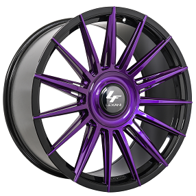 24" Lexani Wheels Lotus-XL Custom Gloss Black with Purple Face Rims