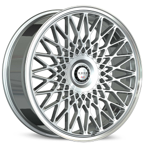 24x9.5/10" Koko Kuture Classica Gloss Silver with Polished Lip Flow Formed Spindle Cap Wheels (5x112/115/120, +15/22mm) 
