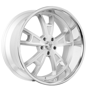 24" Snyper Wheels Valkyrie Brushed Silver with Chrome Lip Rims