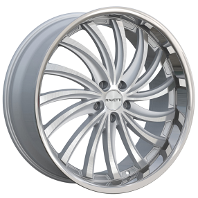 22" Ravetti Wheels M15 Silver Brushed with Stainless Lip Rims