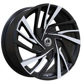 22" Luxxx Alloys Wheels Lux41 Gloss Black with Machined Face Rims