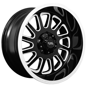 22" Off Road Monster Wheels M17 Gloss Black with Custom White Window and Lip Rims 