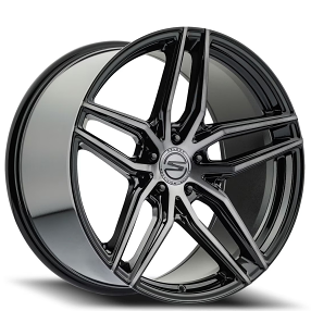 20" Select Precision Alloys Wheels S101 Shadow Gloss Black Brushed DDT with Face Clear Rims 
