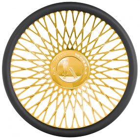 LA Wire Wheels Custom Steering Wheel 60-Spoke Cross Lace High American Gold Plating (Made IN USA) 