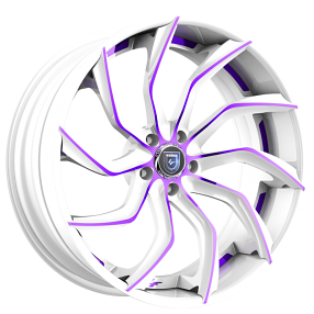 22" Lexani Forged Wheels LZ-753 Matisse White with Candy Purple Accents Rims