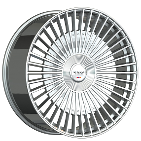 24" Koko Kuture Wheels Kessab Gloss Silver Machined Flow Formed Floating Cap Rims