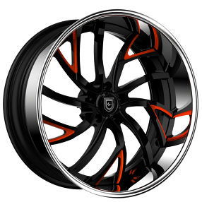 19" Lexani Forged Wheels LF-745 Calypso Black with Red Accents and Chrome Lip Rims
