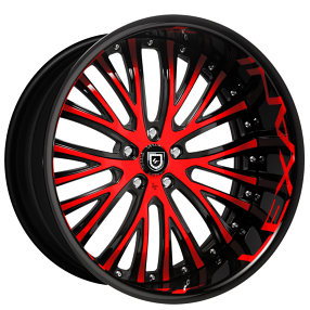 19" Lexani Forged Wheels LF-713 Black with Red Accents and Lettering on Lip Rims
