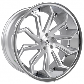 22" Staggered Azad Wheels AZ1101 Semi Brushed with Chrome SS Lip Rims
