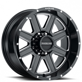 18" Raceline Wheels 940M Hostage Gloss Black Milled Off-Road Rims 