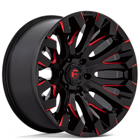 20" Fuel Wheels D829 Quake Gloss Black with Red Milled Off-Road Rims