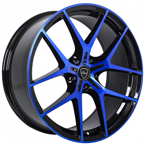 20" Elegant Wheels E017 Gloss Black with Candy Blue Face Rims