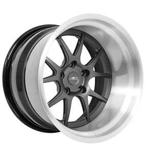 18" AC Forged Wheels AM1 Satin Graphite Face with Brushed Clear Coated Step Lip and Gloss Black Inner Three Piece Rims