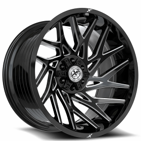 22" XF Off-Road Wheels XF-229 Gloss Black Milled Rims 