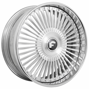 24x9/10" Forgiato Trimestre Brushed Silver with Chrome Lip 3-Piece Forged Floating Cap Wheels (5x112/114/120, +25/35mm)
