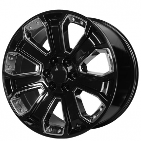 20" OE Creations Wheels PR113 Gloss Black with Chrome Accents Rims 