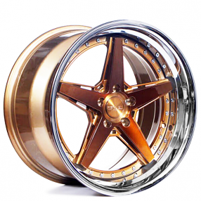 20" Staggered Rennen Wheels CSL 7 Bronze with Chrome Lip Rims 