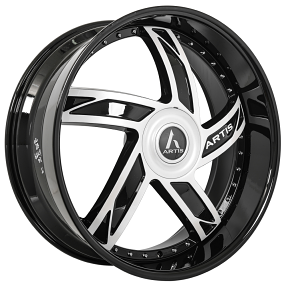 24" Artis Wheels Vestavia XL Custom Gloss Black with Machined Face Rims