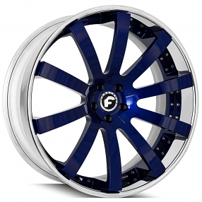 22" Forgiato Wheels Concavo-ECL Gloss Midnight Blue Face with Chrome Lip Forged Rims 