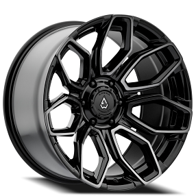 20" Arena Wheel Co A116 Cobra Gloss Black Brushed DDT with Face Clear Off-Road Rims 