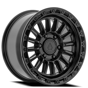 17" Arena Wheel Co A130 Podium Satin Black Center with Gloss Black Lip Off-Road Rims 