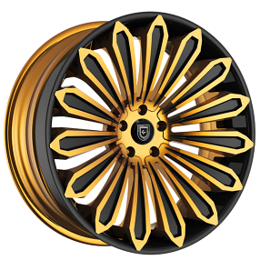 19" Lexani Forged Wheels LZ-757 Crypto Brushed Gold Face with Black Accents and Lip Rims