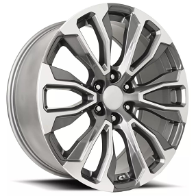 22" GMC Denali 12 Spoke Wheels FR 203 Gray with Machined Face OEM Replica Rims